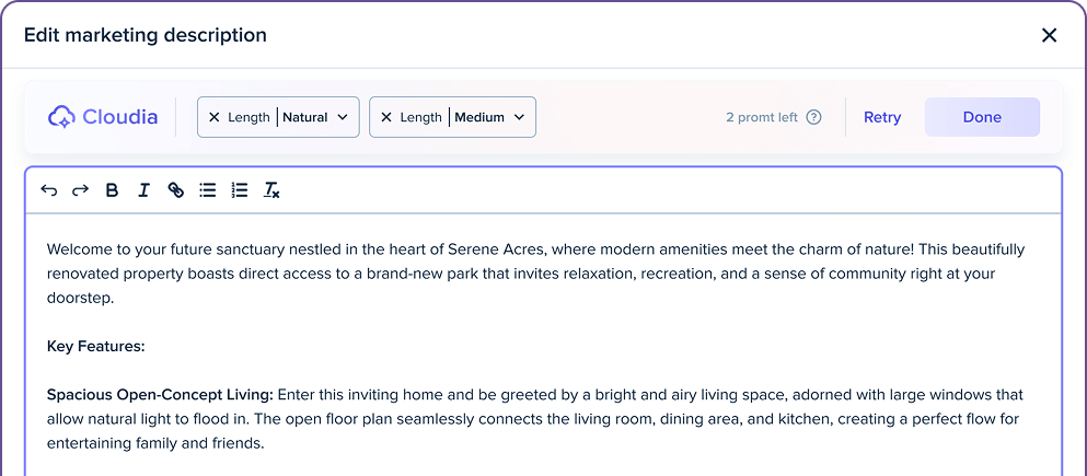 Make Property Descriptions Effortless