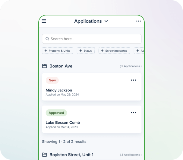 One-step rental application templates